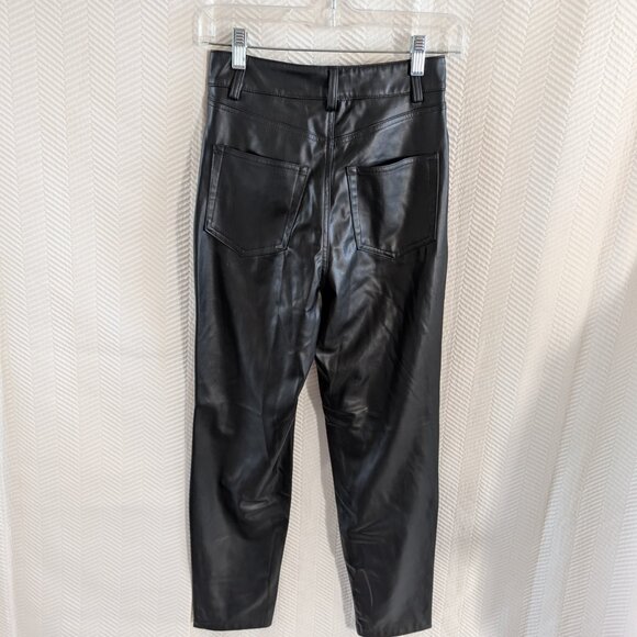 Zara NWT Faux Leather Pants High Waist Gold Hardware Size 2 - Picture 2 of 11